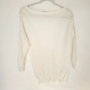 Relish Blouse Women's Small Off White Blouse Knit One Shoulder Top Knit Crochet